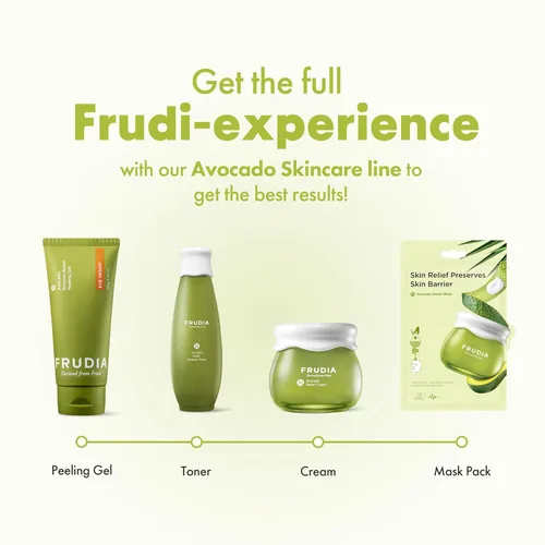Vista 6 de FRUDIA Crema facial de alivio de aguacate (0.35 onzas), hidratante facial coreano calmante y calmante con 62% de extracto de aguacate, pantenol