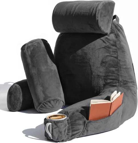 Vista 43 de Nestl Almohada de lectura para niños y adolescentes con espuma viscoelástica triturada, almohadas de respaldo para leer, ver y jugar, uso