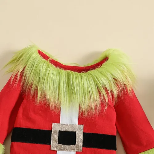 Vista 2 de Wrrkayly Disfraz de Papá Noel de Navidad para niños, para bebé, niño, niña, elfo, manga larga, pantalones, conjunto para fiestas de disfraces