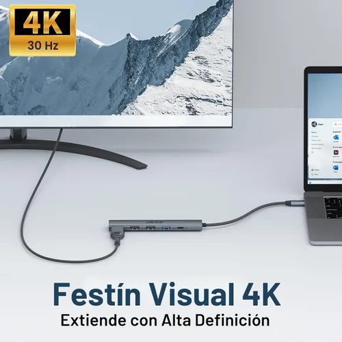 Vista 5 de Acer Hub USB C 5 en 1 con HDMI 4K, entrega de energía de 100 W