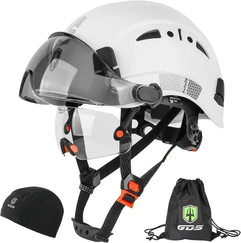 Vista 8 de GREEN DEVIL Casco de seguridad con visera tintada y transparente con ventilación Casco de construcción ABS Cascos de construcción para hombres