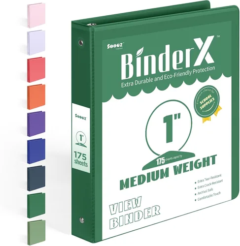 Vista 46 de BinderX - Carpeta de 3 anillos redondos extraduradera de 1 pulgada, se adapta a 175 hojas de papel de 8.5 x 11 pulgadas, cubierta personalizable