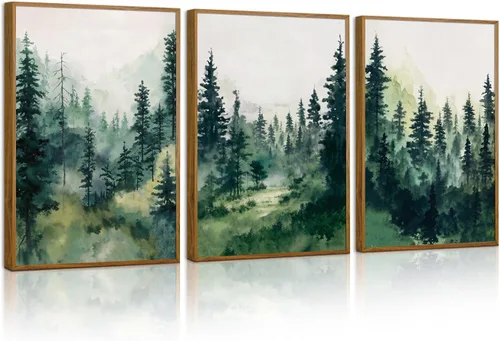 Vista 20 de Tinonedraw Arte de Pared en Lienzo Enmarcado de Paisaje de Montaña Beige, Decoración de Pared Moderna Abstracta de Mediados de Siglo, Arte de Lago