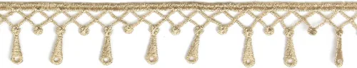 Vista 4 de Encaje bordado de costura con diseño de borla (#B19 Gold 5Yard)