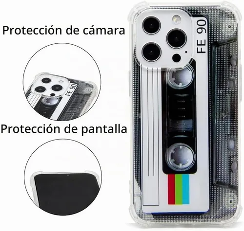Vista 3 de FAteamll Funda para iPhone 13 Pro, acabado mate, resistente, suave, con esquinas reforzadas, TPU suave, parachoques retro, funda de cinta de casete