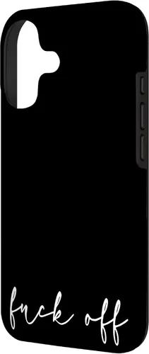 Vista 2 de Fuck Off - Carcasa para iPhone 17, diseño bohemio, con marco dorado, elegante y cursivo