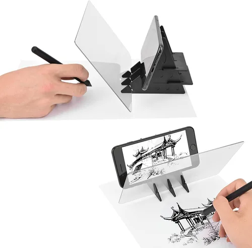 Vista 9 de Ejoyous Tablero de plantilla portátil, caja de luz, tablero de dibujo, dibujo, espejo, reflejo, atenuación, copia, pintura, limitación, herramienta