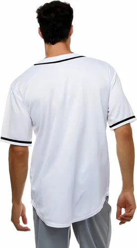 Vista 2 de JC DISTRO Camiseta de béisbol de manga corta con botones para hombre