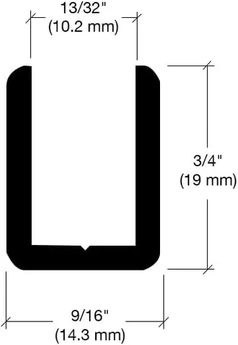 Vista 6 de Brixwell SDCD3812A-CCP12 Canal en U Profundo de Aluminio Anodizado Satinado Sin Marco para Puerta de Ducha para Vidrio de 3/8" de Grosor - Longitud