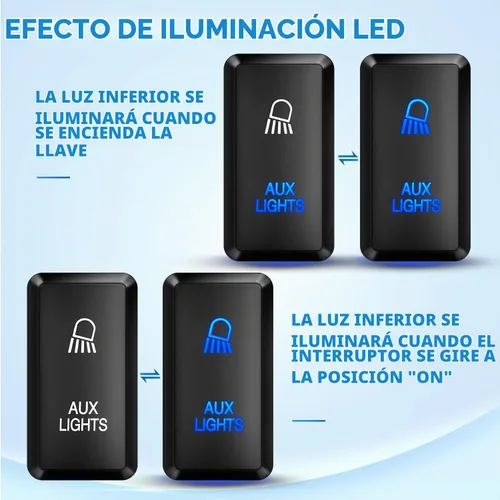 Vista 4 de Nilight Interruptor de Botón de Luces Auxiliares 12V Encendido/Apagado con Kit de Cable Conector 1.54" x 0.83" Repuesto para Toyota Tacoma Tundra