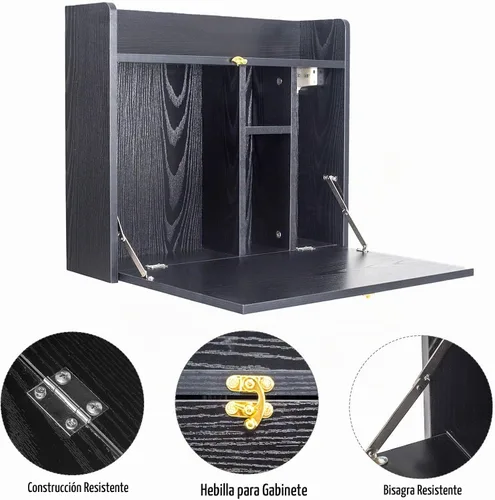 Vista 6 de YU YUSING Mesa montada en la pared, multifuncional, plegable, montado en la pared, escritorio para computadora portátil con compartimentos