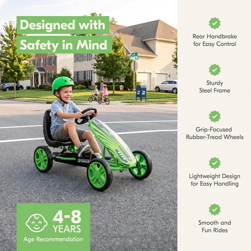 Vista 5 de hauck Speedster Pedal Go Kart para niños de 4 a 8 años, color verde