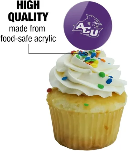 Vista 3 de GRAPHICS & MORE Abilene Christian Primary Logo Cupcake Picks Toppers Decoración Set de 6