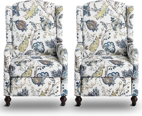 Vista 31 de Silla Wingback con masaje y calor, silla reclinable de tela copetuda, silla reclinable con respaldo de ala con control remoto, cojín acolchado