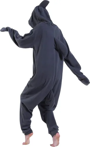 Vista 3 de dressfan - Pijama y disfraz de dibujos animados, unisex, de tiburón gris, para adultos, niños, adolescentes, mujeres y hombres