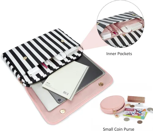 Vista 3 de ECOSUSI Bolsa de hombro para laptop de 13 a 15 pulgadas funda protectora de computadora compatible con MacBook AirPro