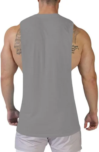 Vista 3 de Camiseta sin mangas para hombre, paquete de 2 camisetas sin mangas para entrenamiento, gimnasio, fitness, corte abierto, lados abiertos