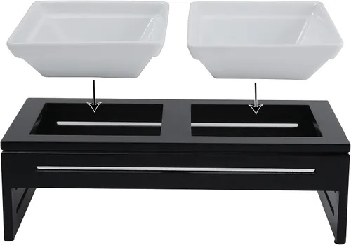Vista 4 de Silicute Cuencos elevados de cerámica para mascotas - The Pawsh Bowl - Comedor para perros exigentes