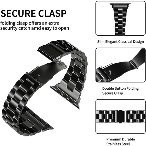 Vista 3 de Compatible con Apple Watch Band para mujer y hombre de 1.614 in 1.575 in 1.496 in 1.732 in 1.772 in 1.654 in Ultra 1.929 in, pulsera de metal