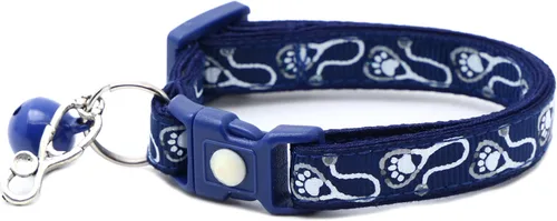 Vista 8 de Pugs2Persians - Collar de gato de doctor, estetoscopio, seguridad, separable, dije y campana, pequeño (9.9 lbs y menos), azul)