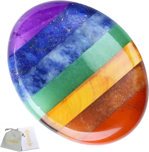 Vista 9 de QINJIEJIE Piedra de preocupación para el pulgar para la ansiedad, cristales de chakras, piedras curativas para la preocupación de los chakras