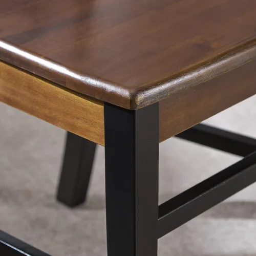 Vista 5 de Christopher Knight Home Roshan Farmhouse - Sillas de comedor de madera de acacia, color negro y nogal