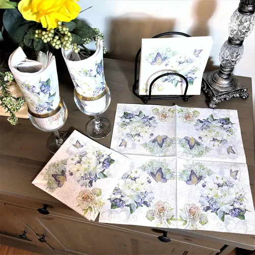 Vista 5 de Servilletas florales para el día de la madre, 20 unidades, 13 x 13 pulgadas, diseño floral, papel de San Valentín, decorativo, floral, almuerzo