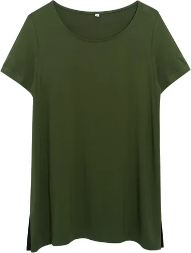 Vista 2 de Camisas de maternidad para mujer, manga corta, dobladillo dividido, ropa de embarazo