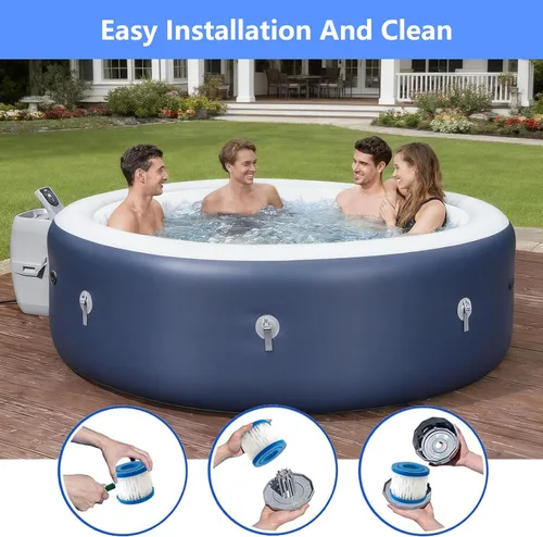 Vista 6 de Paquete de 4 cartuchos de repuesto de filtro de spa y bañera de hidromasaje tipo VI para Lay-Z-Spa, Coleman SaluSpa 90352E 58323 90427E, cartucho