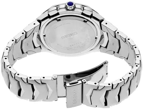 Vista 3 de Seiko Reloj cronógrafo de cuarzo con correa de acero inoxidable para hombre, Azul Patchwork, Casual
