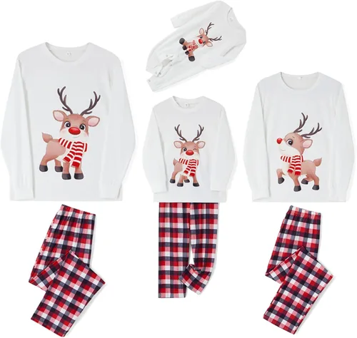 Vista 6 de Conjuntos de pijamas familiares de Navidad. Juego de pijamas iguales para bebes, adultos y niños, ropa de dormir de Navidad, juegos de pijamas