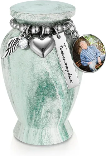 Vista 19 de Dletay Urnas pequeñas personalizadas para cenizas humanas, recuerdo de 2.85 pulgadas, mini urna de cremación conmemorativa para mujeres y hombres