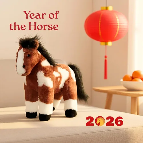 Vista 4 de The Petting Zoo Peluche de caballo pinto, de pie, regalos para niños, animales salvajes de corral Onez, juguete de peluche de caballo pinto, 12