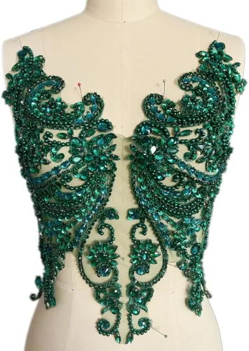 Vista 8 de Apliques de encaje hechos a mano con diamantes de imitación para coser en cuentas de vidrio, accesorios para ropa de vestir (color AB)