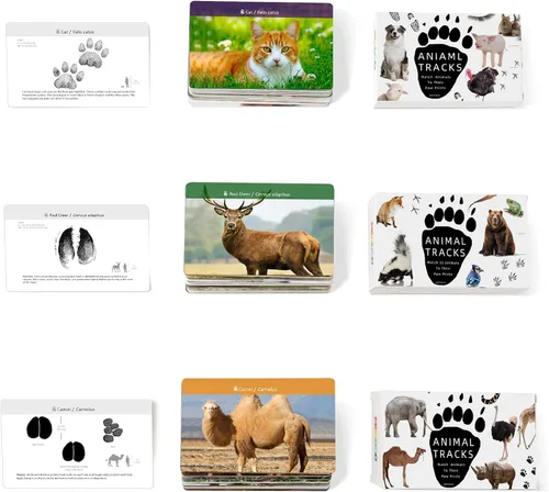 Vista 9 de MEROCO Juego de cartas de pistas de animales de safari, juegos de animales de granja, juego de pistas de animales, juguetes educativos