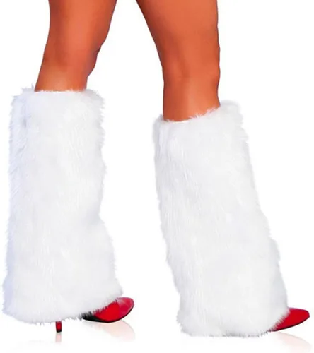 Vista 4 de Baynoyia Calentadores de piernas peludos de piel sintética para mujeres y niñas, fundas de forro polar para botas, juego de accesorios de fiesta