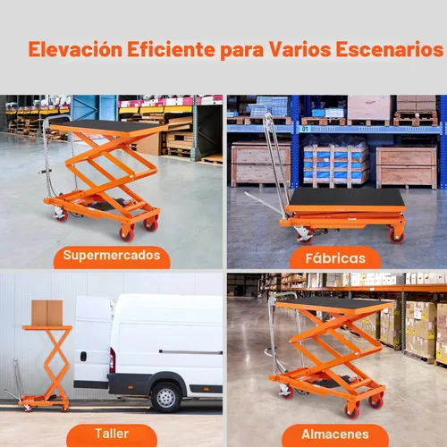 Vista 7 de VEVOR Carro con mesa elevadora hidráulica, capacidad de carga de 330 libras, altura de elevación de 50 pulgadas, mesa de elevación de tijera manual