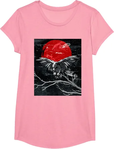 Vista 93 de Red Moon Raven - Camiseta japonesa de cuervo negro, Negro, S