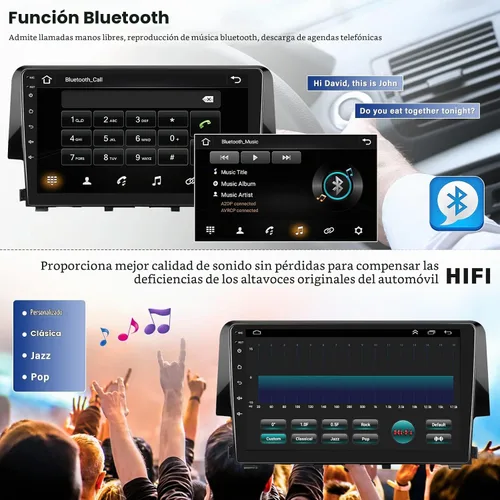 Vista 5 de Radio estéreo para coche Android 13 para Honda Civic 2016 2017 2018 2019 2020 con CarPlay inalámbrico Android Auto Mirror Link 2G+64G con Bluetooth