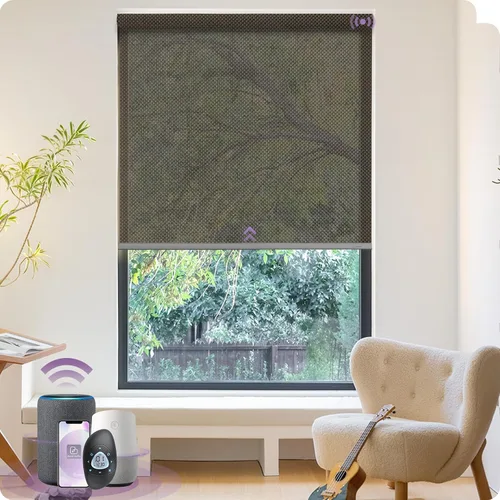 Vista 10 de Graywind Persianas enrollables inteligentes acopladas compatibles con Alexa Google, tamaño personalizado extra grande, persianas motorizadas