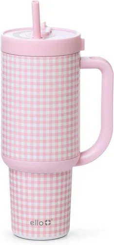 Vista 36 de Ello Oasis Vaso de 24 oz con asa y popote retráctil Taza reutilizable de acero inoxidable aislada 100% a prueba de fugas, regalos