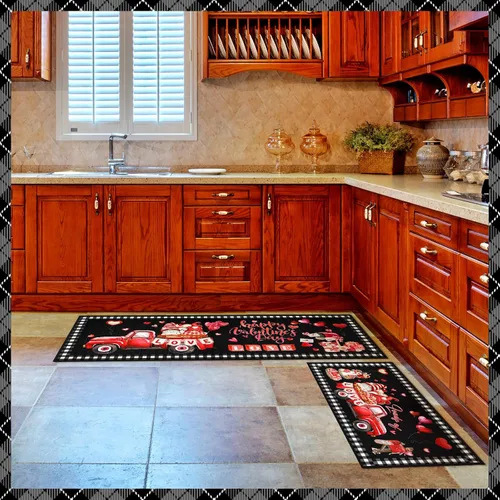 Vista 7 de Bencailor 2 alfombras de cocina y tapetes de bienvenida para primavera y verano, antideslizantes, lavables, tapetes decorativos para puerta
