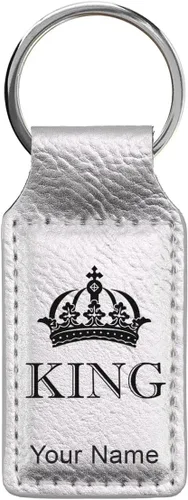 Vista 30 de Llavero rectangular, corona de rey, grabado personalizado incluido, Bambú