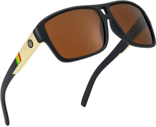 Vista 2 de Gleyemor Gafas de sol cuadradas polarizadas para hombre, gafas de sol deportivas con protección UV (marrón)
