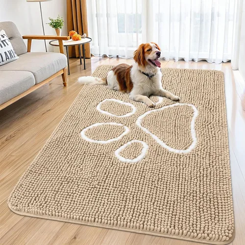 Vista 113 de Smiry Tapete para puerta de perro para patas fangosas, absorbente y Gris y negro