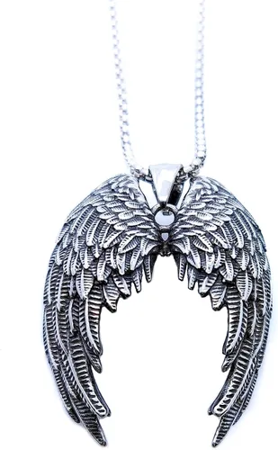 Vista 2 de BIYONGDE Colgante de ala de ángel vintage de acero inoxidable de 28 pulgadas collar de cadena unisex para hombres y mujeres Acero inoxidable No es
