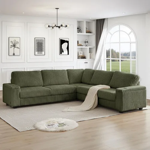 Vista 11 de Sofá cama modular de 103.5 pulgadas con cama extraíble, sofá de gran tamaño con almacenamiento, sofá modular para sala de estar, color beige Negro