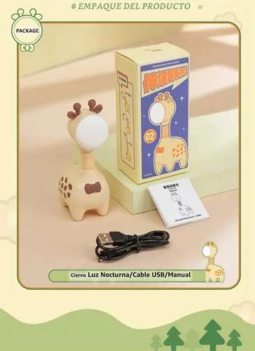 Vista 7 de Luz Nocturna de Jirafa Fantasee USB Recargable para Guardería y Mesita de Dormir para Niños - Verde
