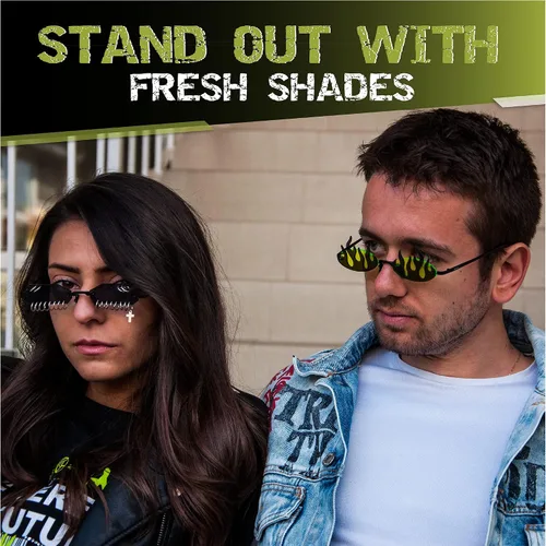 Vista 5 de RARE WEAR Lentes de sol con llama Gafas de sol geniales para mujeres y hombres Gafas de sol sin montura Funky Fire Flame para fiestas, rave