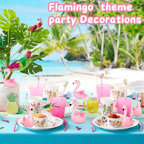Vista 6 de Patos de goma de flamenco rosa, 12 juguetes de baño de flamenco a granel para niños, decoración de pastel de pato de goma flamenco pequeño, premios